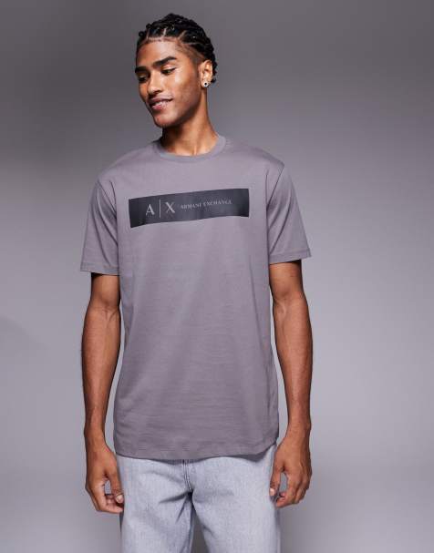 Armani Exchange central logo T-shirt in gray - view 1