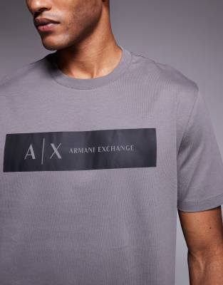 Armani Exchange Central Logo T-shirt In Gray