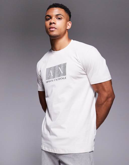 Armani Exchange central logo T-shirt in gray