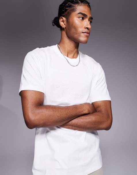 Armani Exchange central logo t-shirt in off-white - view 1