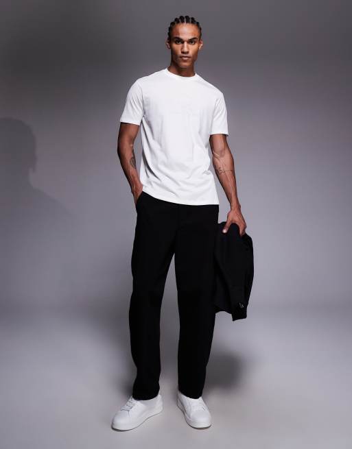 Armani Exchange central logo t-shirt in off white, 2 of 5