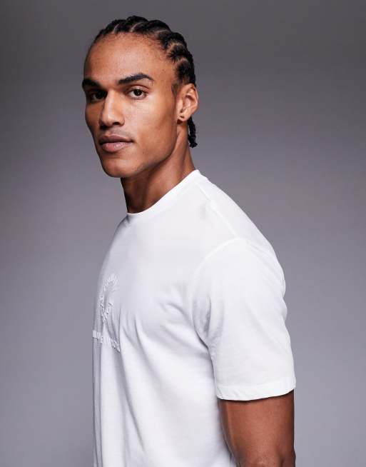 Armani Exchange central logo t-shirt in off white, 4 of 5