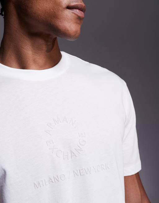 Armani Exchange central logo t-shirt in off white, 5 of 5
