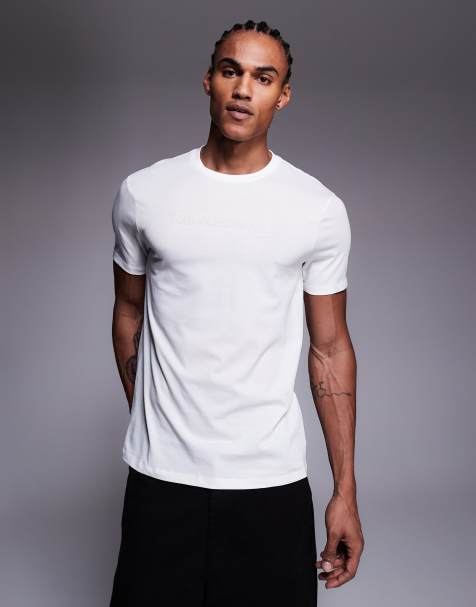 Armani Exchange central logo t-shirt in off white - view 1