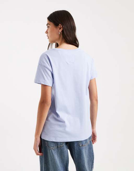 Armani Exchange central logo t-shirt in soft blue, 3 of 4