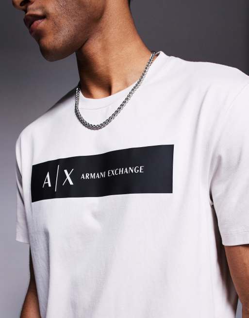 Armani Exchange central logo t-shirt in white, 2 of 4