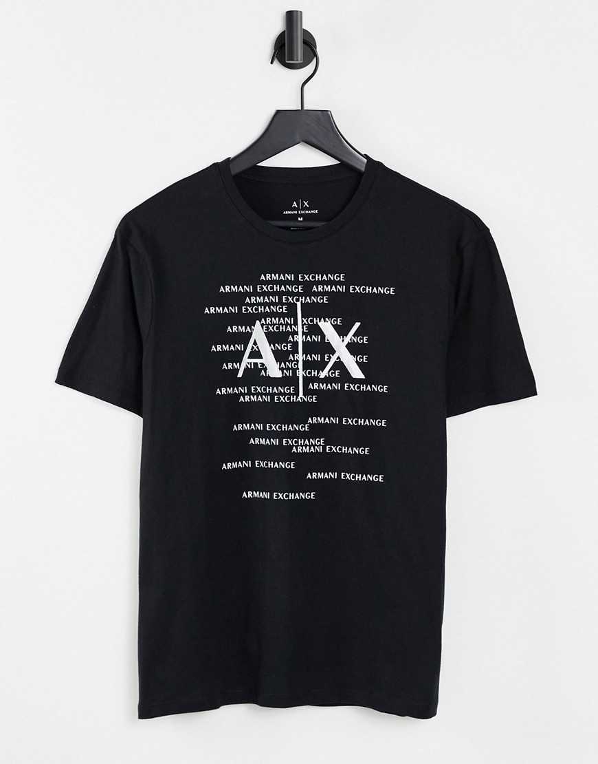 Armani Exchange central text graphic t-shirt in black