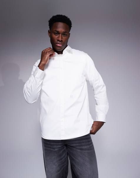 Armani Exchange - Chemise Oxford à logo - Blanc - view 1