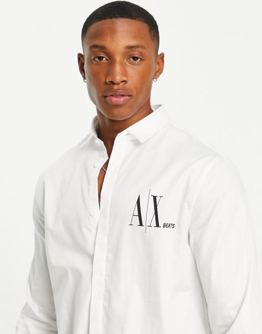 Armani Exchange chest AX logo shirt in white ASOS