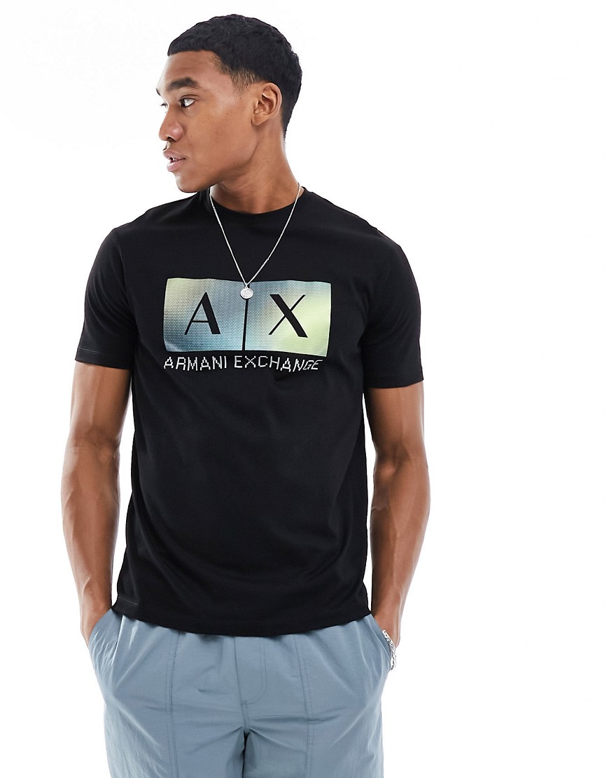 Armani Exchange chest box logo t-shirt in black