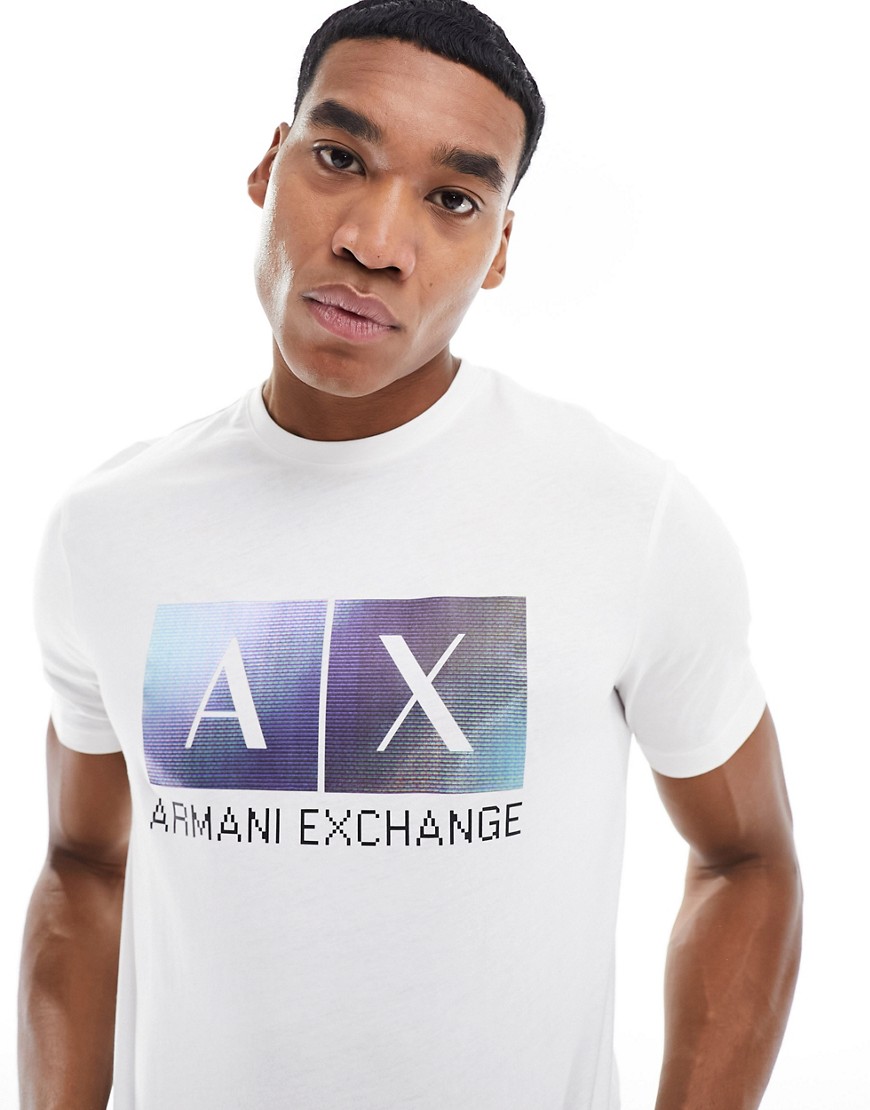Armani Exchange chest box logo t-shirt in off white