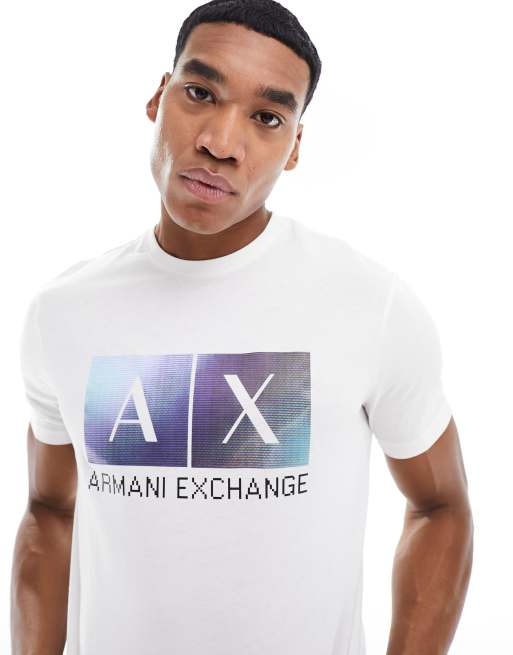 Armani Exchange chest box logo T shirt in off white ASOS