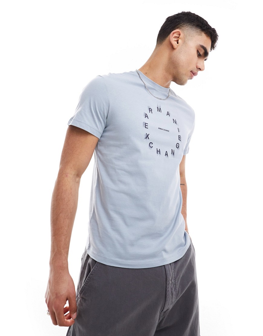 Armani Exchange chest circle script logo t-shirt in grey marl