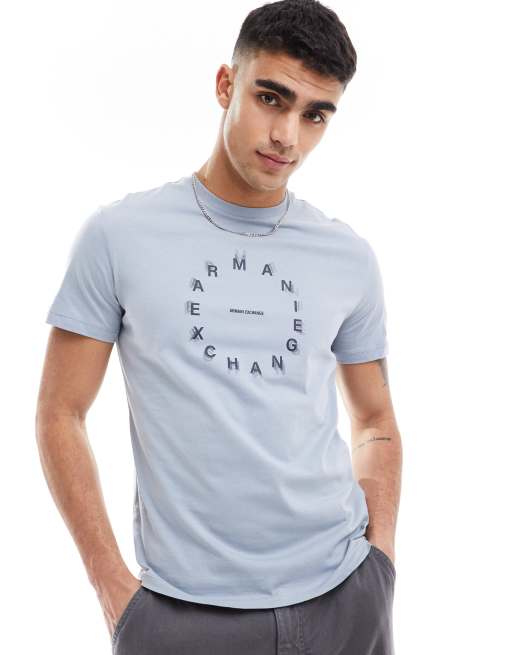 Armani Exchange chest circle script logo t-shirt in heather gray