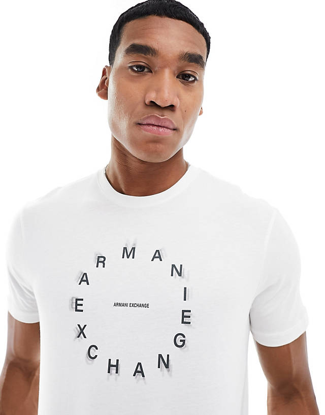 Armani Exchange - chest circle script logo t-shirt in off white