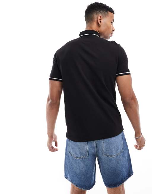 Armani Exchange chest logo polo in black with contrast tipping, 4 of 4
