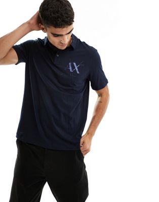 chest logo polo shirt in navy