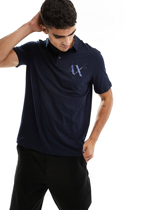Armani Exchange - chest logo polo shirt in navy