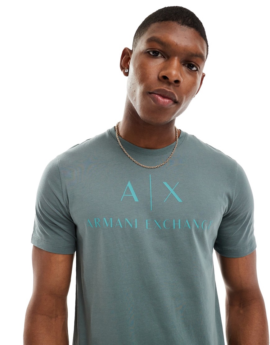 Armani Exchange chest logo slim fit t-shirt in dark green