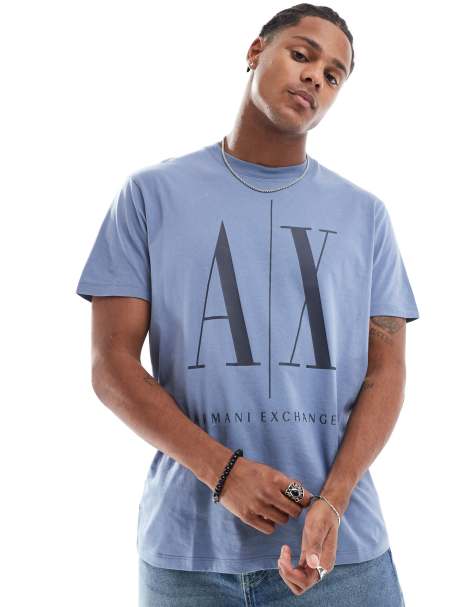 Armani Exchange chest logo t-shirt in blue - view 1