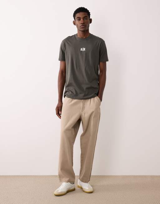 Armani Exchange chest logo t-shirt in khaki, 2 of 5