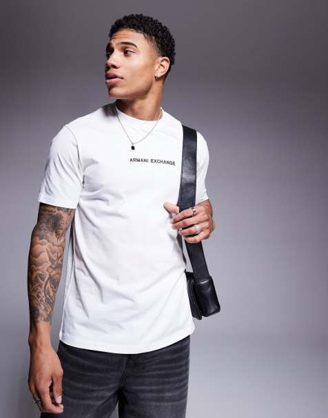 Armani Exchange chest logo t-shirt in off white - view 1