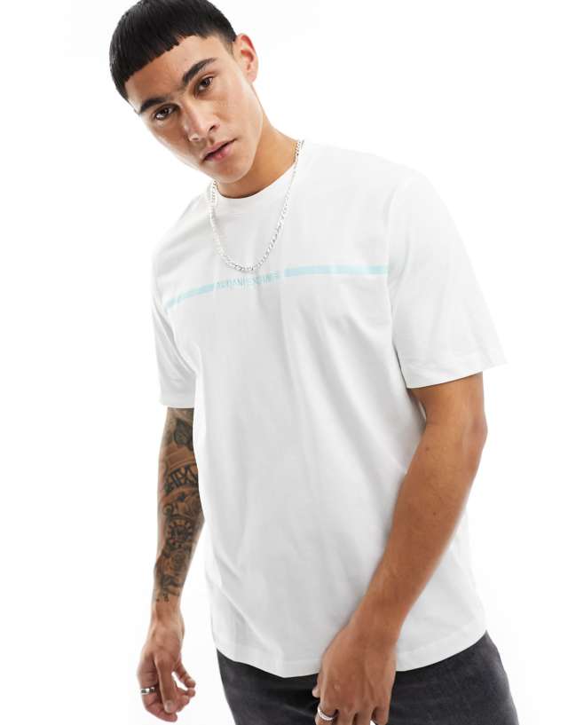 Armani Exchange - chest stripe logo heavyweight t-shirt in off white