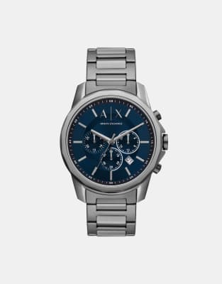 asos Armani Exchange Chronograph gunmetal stainless steel watch in gunmetal