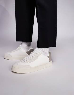 chunky logo sneakers in off white and beige