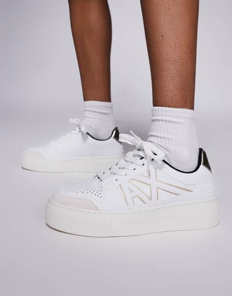 Armani Exchange chunky logo sneakers in white - view 1
