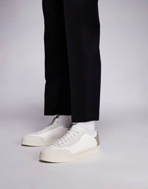 Armani Exchange chunky logo trainers in off white and beige, 4 of 5