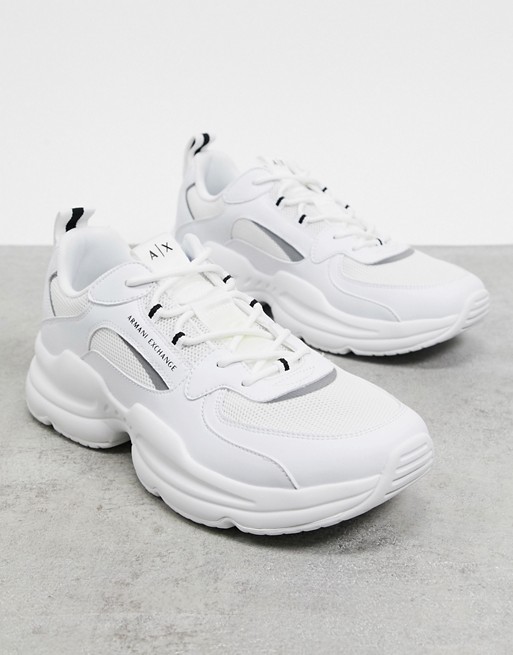 Armani Exchange chunky sole logo trainers in white