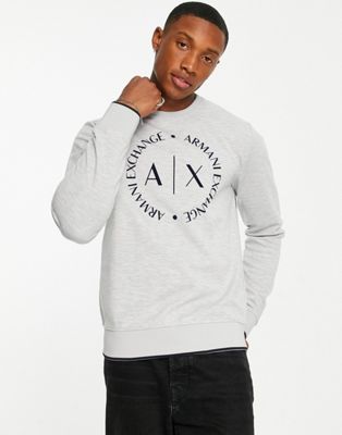 Armani Exchange circle logo crew neck sweatshirt in grey