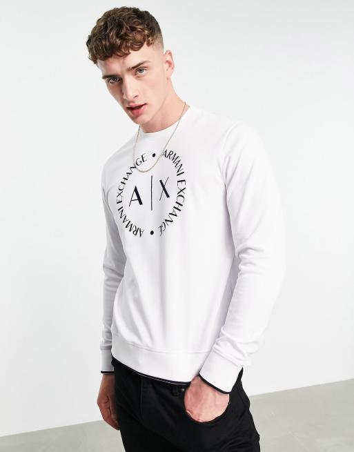 Armani Exchange circle logo sweat in white ASOS