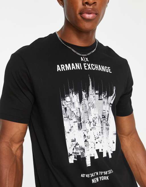 Armani Exchange city print t-shirt in black | ASOS