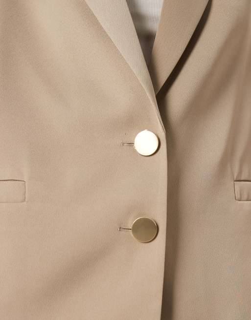 Armani Exchange co-ord blazer met kettingdetail in taupe, 3 van 4