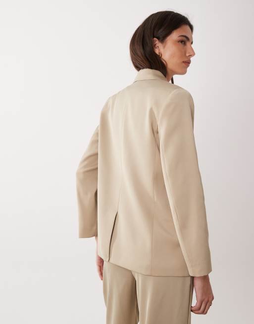 Armani Exchange co-ord blazer met kettingdetail in taupe, 4 van 4