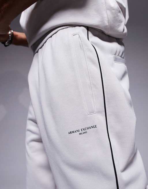 Armani Exchange co-ord cuffed jogger in cream, 4 of 5