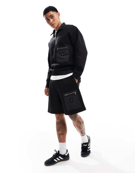 Armani Exchange co-ord jersey shorts in black with zip pocket detailing - view 1