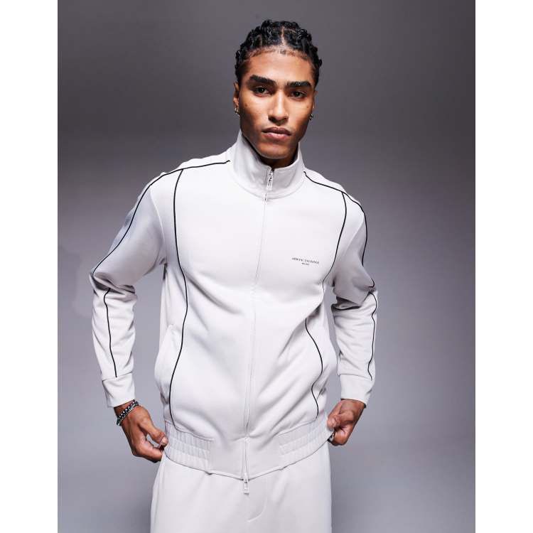 Armani Exchange co-ord track jacket in cream | ASOS
