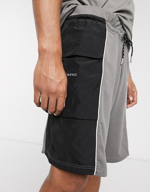 Armani Exchange colourblock sweat shorts in grey