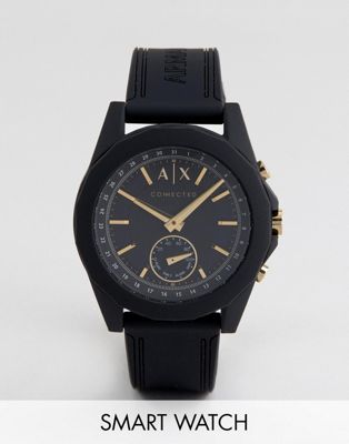 armani exchange connected black silicone hybrid smartwatch