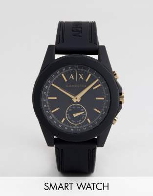 armani exchange connected black silicone hybrid smartwatch