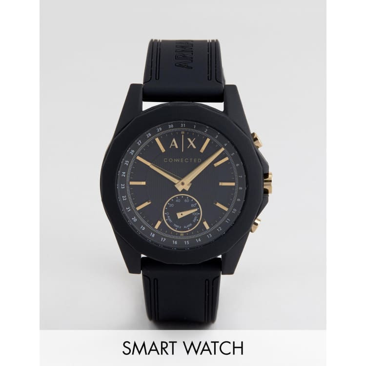 Armani exchange connected store black silicone hybrid smartwatch