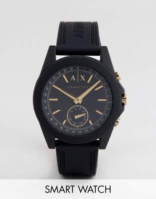 armani exchange connected men's black hybrid smartwatch