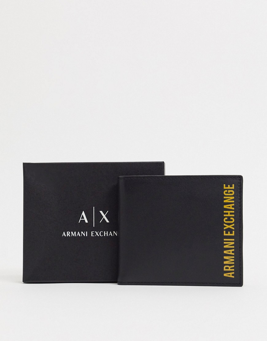 Armani Exchange contrast side logo billfold coin wallet in black