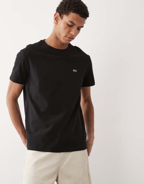 Armani Exchange cotton jersey jacquard t-shirt in black - view 1