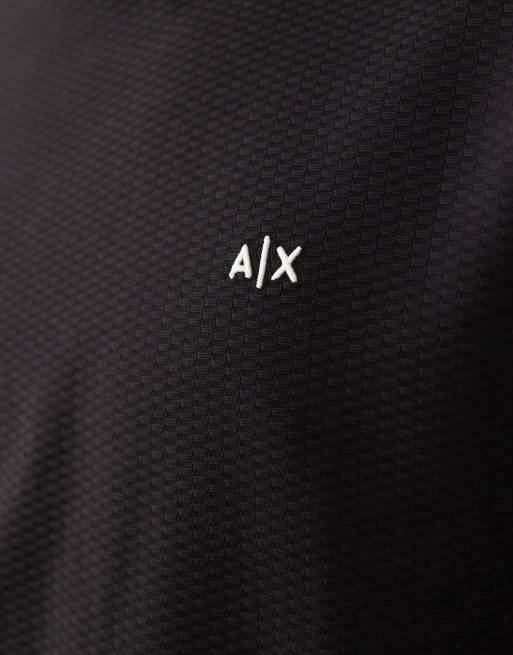 Armani Exchange cotton jersey jacquard t-shirt in black, 3 of 5