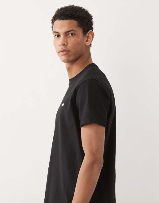 Armani Exchange cotton jersey jacquard t-shirt in black, 4 of 5