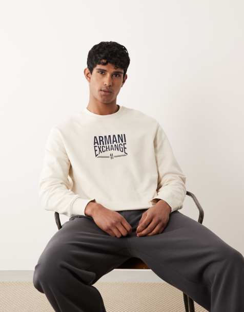 Armani Exchange - Cremefarvet sweatshirt med logo på brystet - view 1